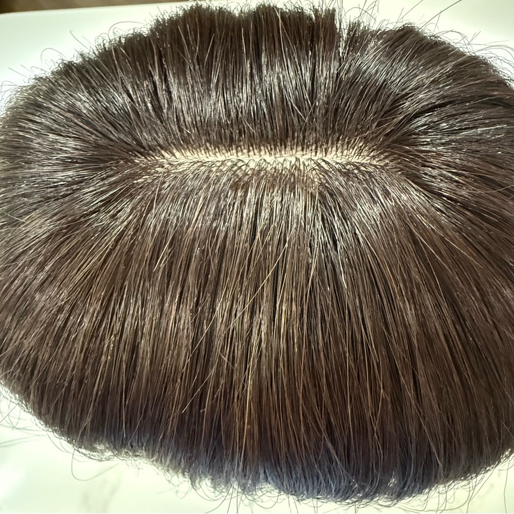 💯% 8-10” HUMAN Topper with Bangs, Dark Brown - Picture 3 of 8